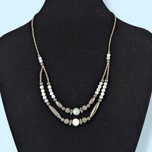 V. Moonstone Liquid Silver Beaded Necklace